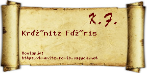 Kránitz Fóris névjegykártya